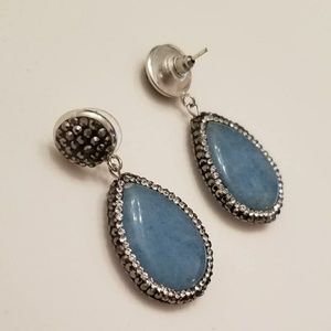 Blue stone and crystal earrings